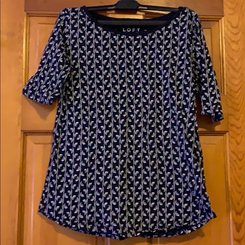 Loft Navy and White Soft Tee